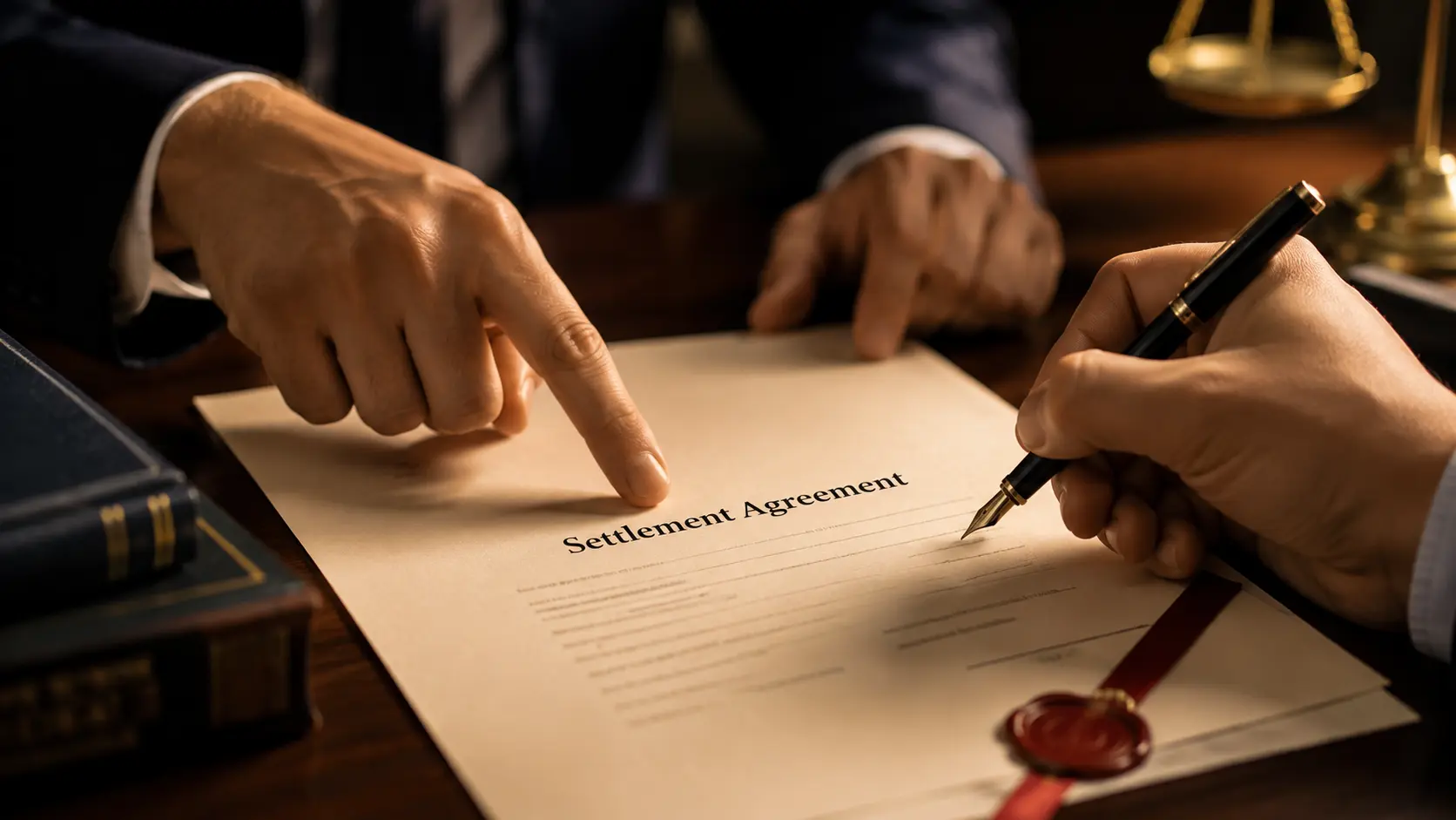 Lawyer explaining debt settlement agreement to a client, representing a debt settlement company in Noida